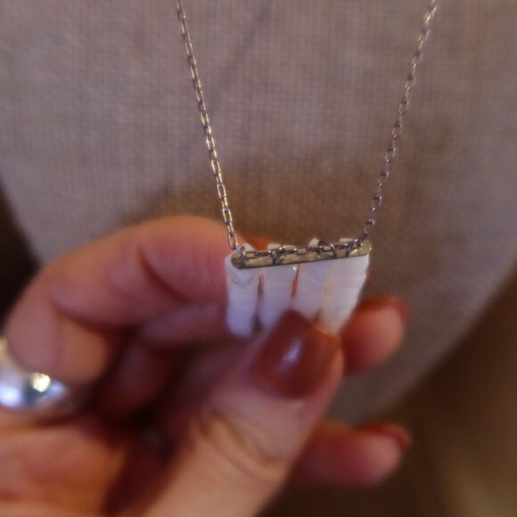 White square bead and sterling silver Sherzada necklace pendant 14.5"-17.5" - Picture 6 of 16